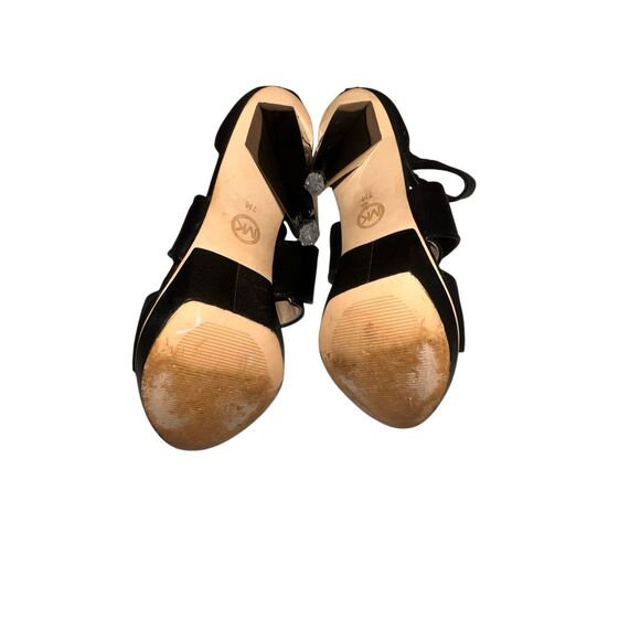 Michael Kors Black Peep Toe Strappy Leather Bootie High Heels Size 7 - Picture 6 of 6